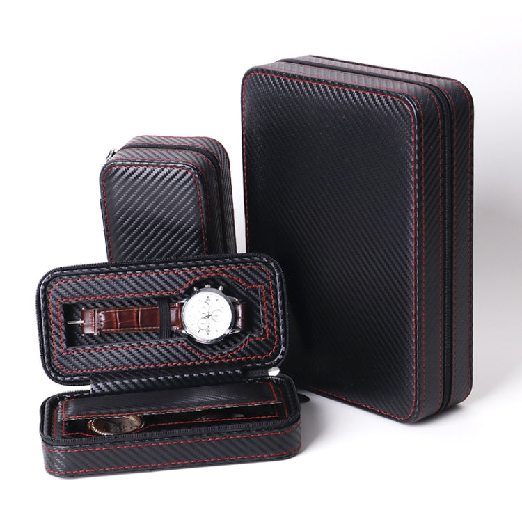 PU Leather Full Carbon Fiber Zipper Watch Bag Watch Storage Display Box, Style:  04 Watch Position