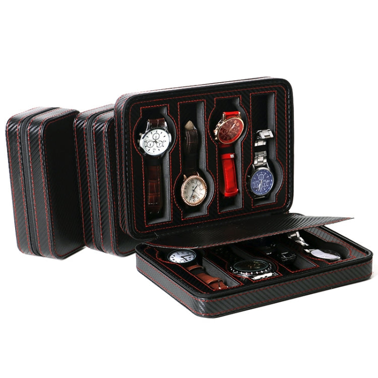 PU Leather Full Carbon Fiber Zipper Watch Bag Watch Storage Display Box, Style:  08 Watch Position
