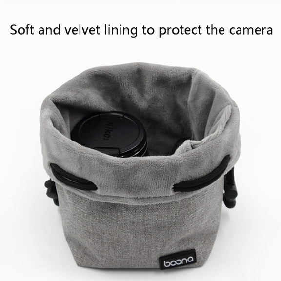 Benna Water-resistant SLR Camera Lens Bag  Lens Protective Cover Pouch Bag, Color: Round Medium(Gray)