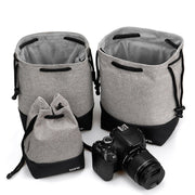 Baona Water-resistant Micro SLR Camera Bag Protective Cover Drawstring Pouch Bag, Color: Large Gray