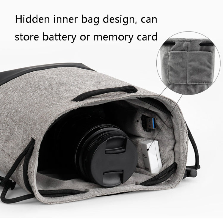Baona Water-resistant Micro SLR Camera Bag Protective Cover Drawstring Pouch Bag, Color: Large Gray