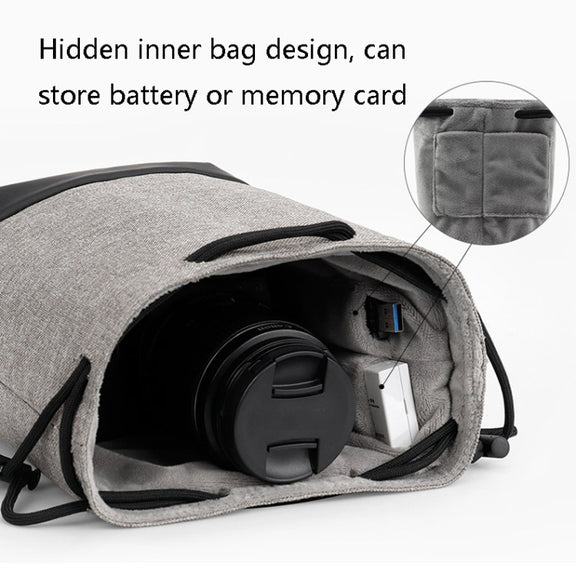 Baona Water-resistant Micro SLR Camera Bag Protective Cover Drawstring Pouch Bag, Color: Large Gray