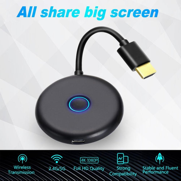 E89BK 2.4GHz / 5GHz WiFi Wireless Display Dongle Receiver Horizontal And Vertical Screen Streaming Media Player HDTV Stick(Black)