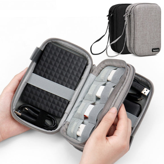 Baona BN-F027 Double-Layer Mobile Hard Disk Storage Bag EVA Hard Shell Hard Disk Protective Cover(Black)