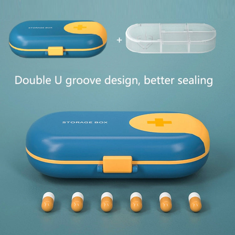 HW073 Portable Cut Medicine Large-capacity Pill Box Compartment Sealed Small Pill Box(Grey)