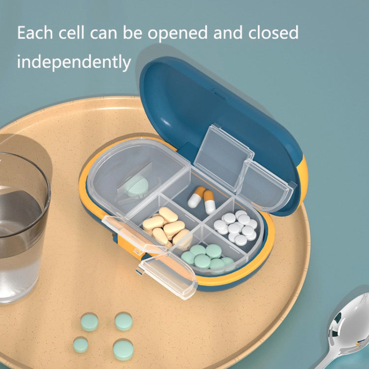 HW073 Portable Cut Medicine Large-capacity Pill Box Compartment Sealed Small Pill Box(White Yellow)