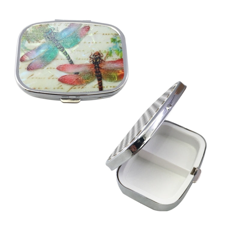 2 PCS Y10336 Two-Compartment Metal Portable Pill Box(Dragonfly)