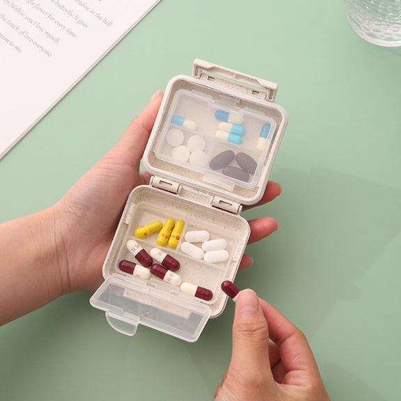 JS0018 Wheat Portable Sealed Pill Box with 6 Compartments For Pill Health Care Box(Pink)