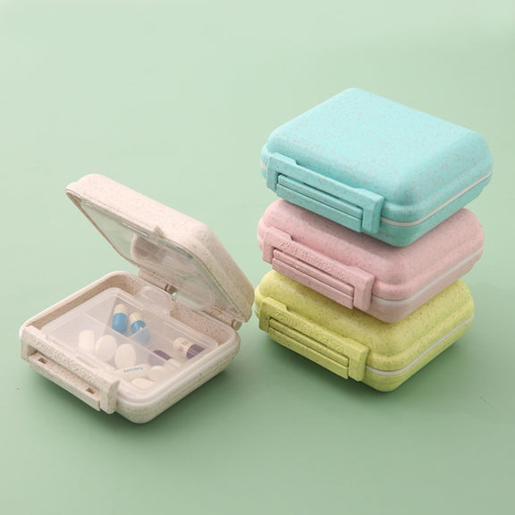 JS0018 Wheat Portable Sealed Pill Box with 6 Compartments For Pill Health Care Box(Solid Pink)