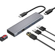 T1901 Type-C Docking Station Multifunction Adapter HD Media Interface + RJ45 + USB3.0 X 2 + SD + TF Multifunction Hub(6 in 1 Silver Gray) - USB HUB by PMC TechLife | Online Shopping South Africa | PMC TechLife | Buy Now Pay Later Mobicred