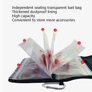 Splitable Fish Bait Bag With 6 PVC Self-Sealing Stickers Classification Storage Hanging Bag(Army Green)