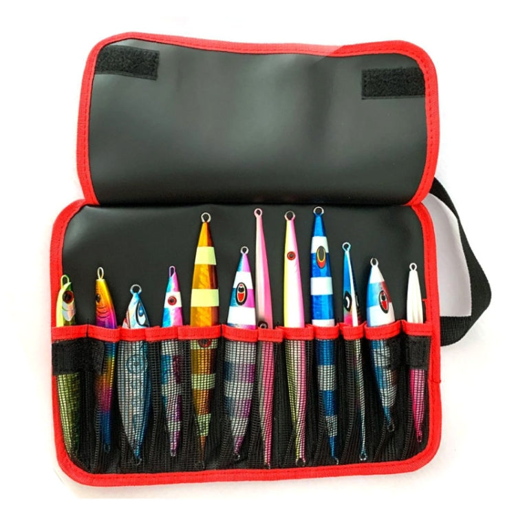 Road Sub-Bait Tool Bag Fishing Accessories Portable Storage Bag Water-resistant Foldable Lead Fish Bag(Red Black)
