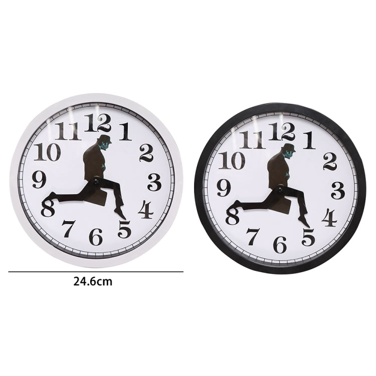 Walking Clock Businessman Briefcase Glass Wall Clock Personality Clock Decoration Round Clock(Black)