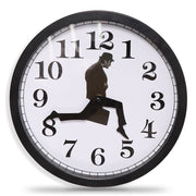 Walking Clock Businessman Briefcase Glass Wall Clock Personality Clock Decoration Round Clock(Black)