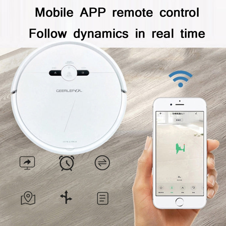 GEERLEPOL Smart Home Automatic Refilling Sweeping Robot, High Configuration Support Mobile Phone APP(White)