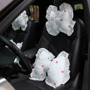 Bow Car Head Pillow Car Seat Neck Pillow Comfortable Cotton Car Supplies, Colour: Cherry Headrest