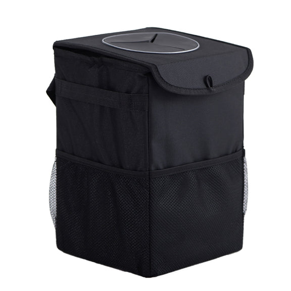 With Cover Car Trash Can Foldable Car Chair Back Trash Can Water-resistant Box, Size: 20 x 20 x 30cm(Black)