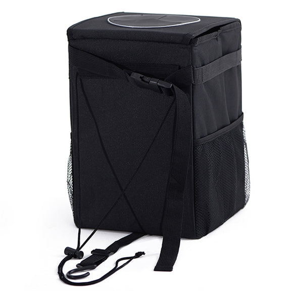 With Cover Car Trash Can Foldable Car Chair Back Trash Can Water-resistant Box, Size: 20 x 20 x 30cm(Black)