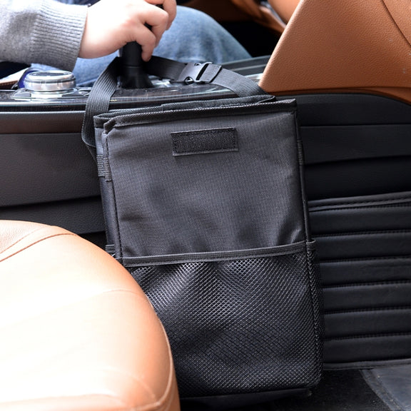 With Cover Car Trash Can Foldable Car Chair Back Trash Can Water-resistant Box, Size: 20 x 20 x 30cm(Black)