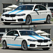 D-1037 Striped Car Sticker Car Side Door Cover Rearview Mirror Combination Sticker(Blue)