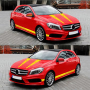 D-1037 Striped Car Sticker Car Side Door Cover Rearview Mirror Combination Sticker(Yellow)