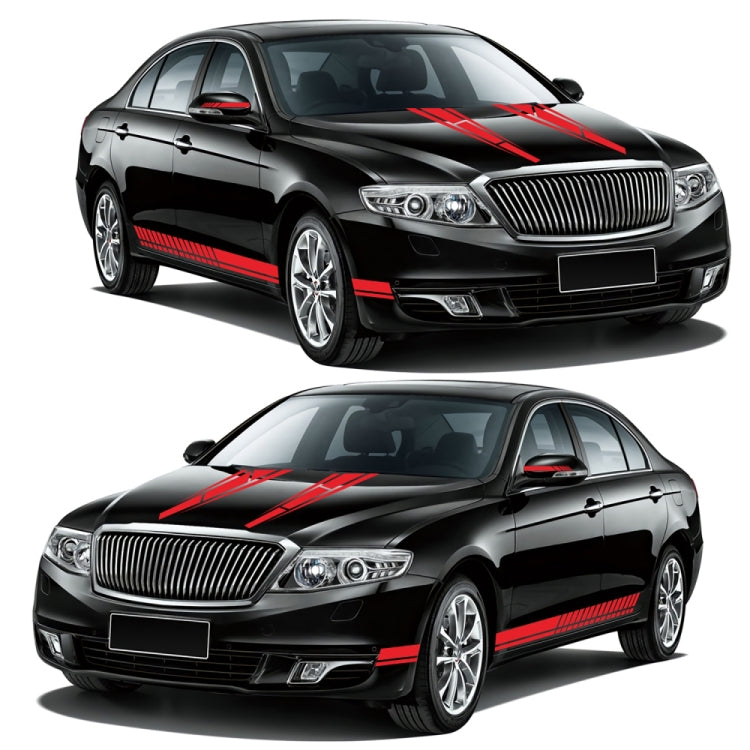 D-1037 Striped Car Sticker Car Side Door Cover Rearview Mirror Combination Sticker(Red)