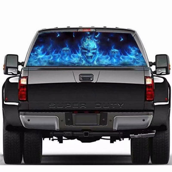 D-738 Burning Skull Car Rear Window Sticker Color Graphic Sticker, 135x36cm