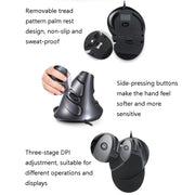 DELUX M618 6-Keys Vertical Handheld Mouse Ergonomic Wired Mouse, Cable Length: 1.5m(Black)
