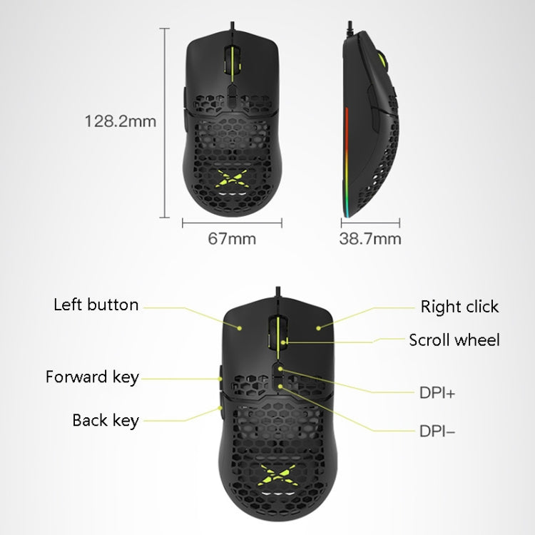 DELUX M700BU 7 Keys Wired Games Mouse Desktop Wired Mouse, Style: 3389 (Support 16000DPI)