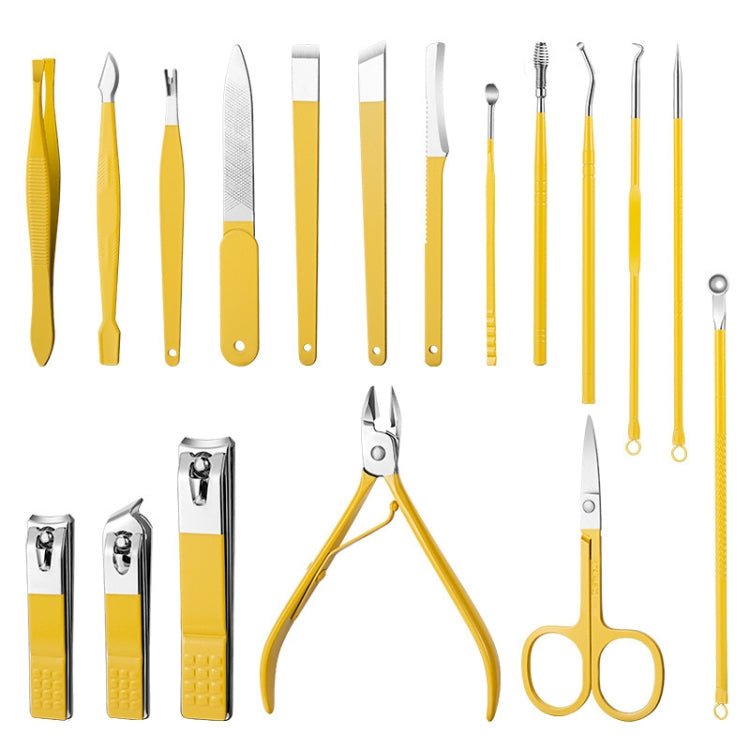 9 In 1 Nail Clipper Set Manicure Set Stainless Steel Nail Clipper Manicure Tool(Yellow)