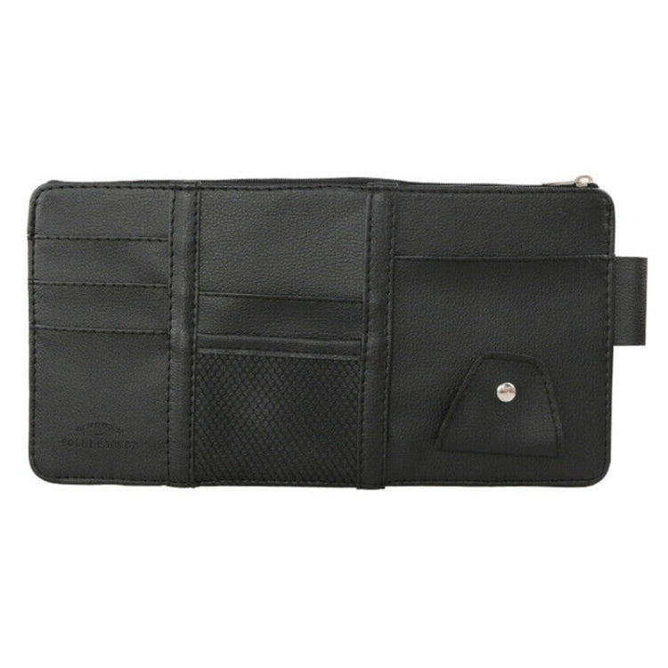 2 PCS Auto Sun Visor Card Clip Business Card Glasses Clip Zipper Car Mobile Phone Document Folder(Black)
