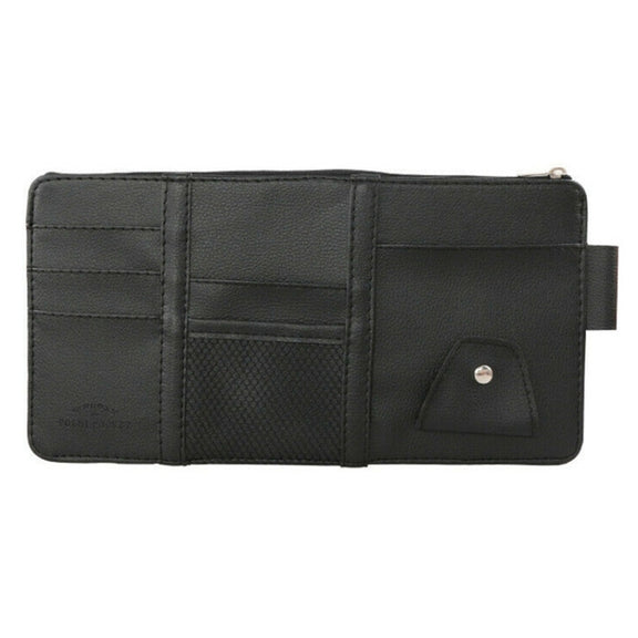 2 PCS Auto Sun Visor Card Clip Business Card Glasses Clip Zipper Car Mobile Phone Document Folder(Black)