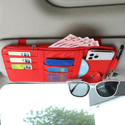 2 PCS Auto Sun Visor Card Clip Business Card Glasses Clip Zipper Car Mobile Phone Document Folder(Red)