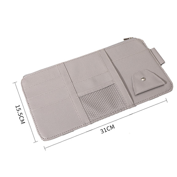 2 PCS Auto Sun Visor Card Clip Business Card Glasses Clip Zipper Car Mobile Phone Document Folder(Black)