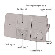 2 PCS Auto Sun Visor Card Clip Business Card Glasses Clip Zipper Car Mobile Phone Document Folder(Beige)