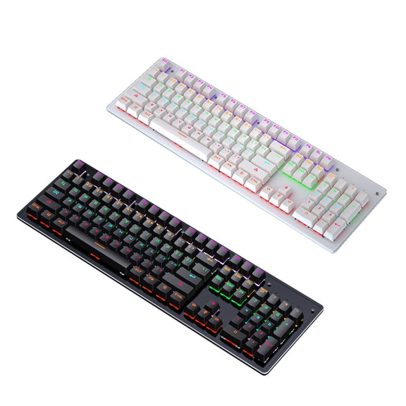 LEAVEN K880 104 Keys Gaming Green Axis Office Computer Wired Mechanical Keyboard, Cabel Length:1.6m(Black)