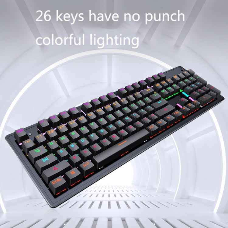 LEAVEN K880 104 Keys Gaming Green Axis Office Computer Wired Mechanical Keyboard, Cabel Length:1.6m(White)