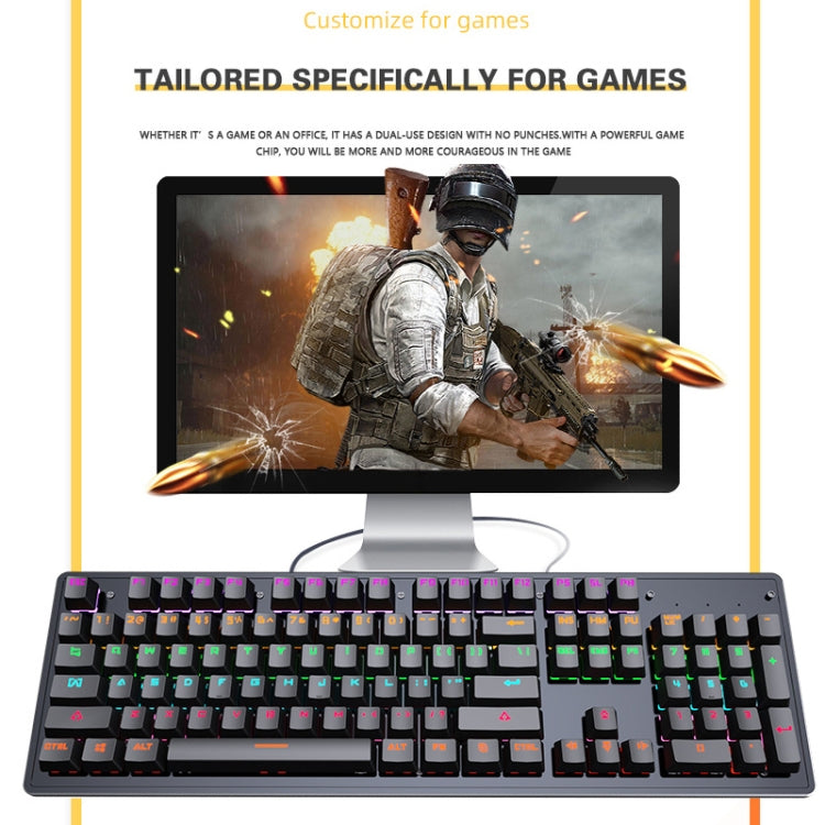 LEAVEN K880 104 Keys Gaming Green Axis Office Computer Wired Mechanical Keyboard, Cabel Length:1.6m(Black)
