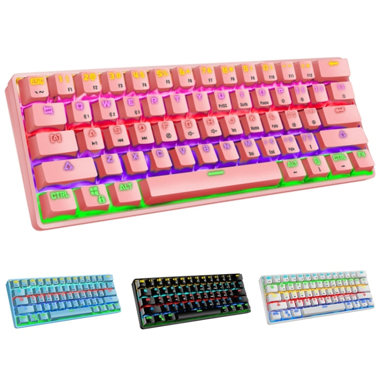 LEAVEN K28 61 Keys Gaming Office Computer RGB Wireless Bluetooth + Wired Dual Mode Mechanical Keyboard, Cabel Length:1.5m, Colour: Red Axis (White)
