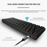 LEAVEN K28 61 Keys Gaming Office Computer RGB Wireless Bluetooth + Wired Dual Mode Mechanical Keyboard, Cabel Length:1.5m, Colour: Red Axis (White)