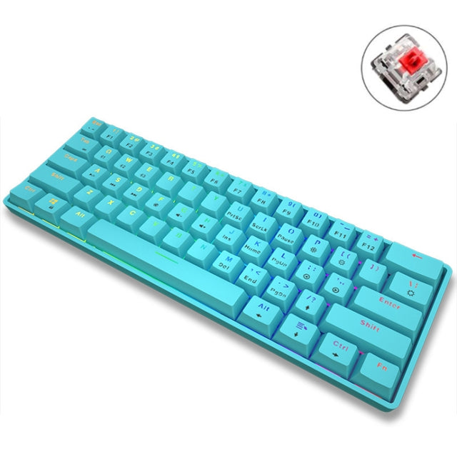 LEAVEN K28 61 Keys Gaming Office Computer RGB Wireless Bluetooth + Wired Dual Mode Mechanical Keyboard, Cabel Length:1.5m, Colour: Red Axis (Blue)