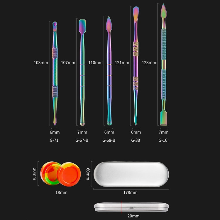 Nail Art Tool Set Smoke Cream Spoon Stainless Steel Steel Push Smoke Oil Spoon, Specification: 5 In 1 Silver