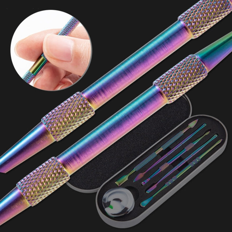 Nail Art Tool Set Smoke Cream Spoon Stainless Steel Steel Push Smoke Oil Spoon, Specification: 6 In 1 Silver