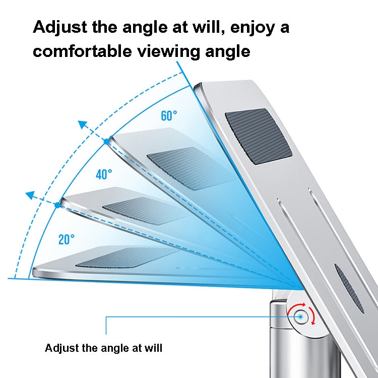 Oatsbasf 03597 Aluminum Alloy Notebook Heightening Bracket Notebook Computer Lifting Heat Dissipation Bracket Mobile Folding Table,Style: Elite Version-Gray