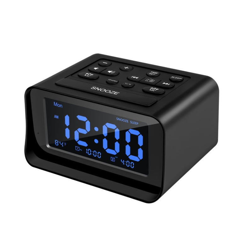 LED Digital Bedroom Alarm Clock With USB Charging Port Clock Radio Temperature Electronic Platform Clock, Specification: US Plug(Black)