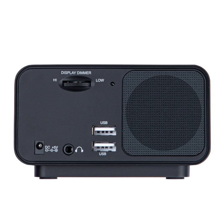 LED Digital Bedroom Alarm Clock With USB Charging Port Clock Radio Temperature Electronic Platform Clock, Specification: US Plug(Black)