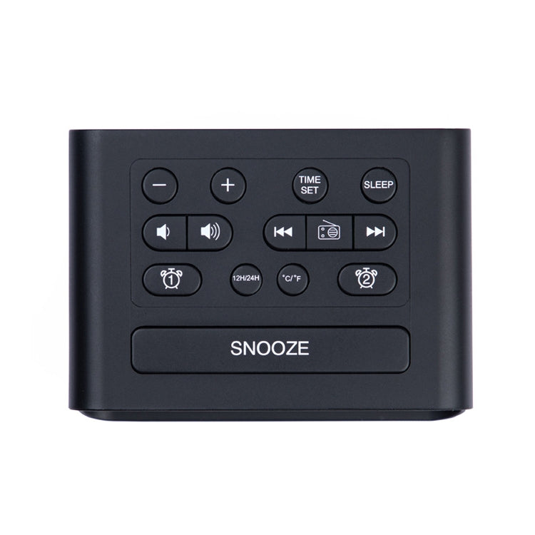 LED Digital Bedroom Alarm Clock With USB Charging Port Clock Radio Temperature Electronic Platform Clock, Specification: EU Plug(Black)