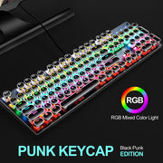 104 Keys Green Shaft RGB Luminous Keyboard Computer Game USB Wired Metal Mechanical Keyboard, Cabel Length:1.5m, Style: Ordinary Version (White)