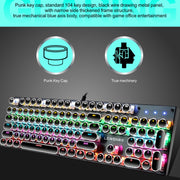 104 Keys Green Shaft RGB Luminous Keyboard Computer Game USB Wired Metal Mechanical Keyboard, Cabel Length:1.5m, Style: Double Imposition Version (White Pink)