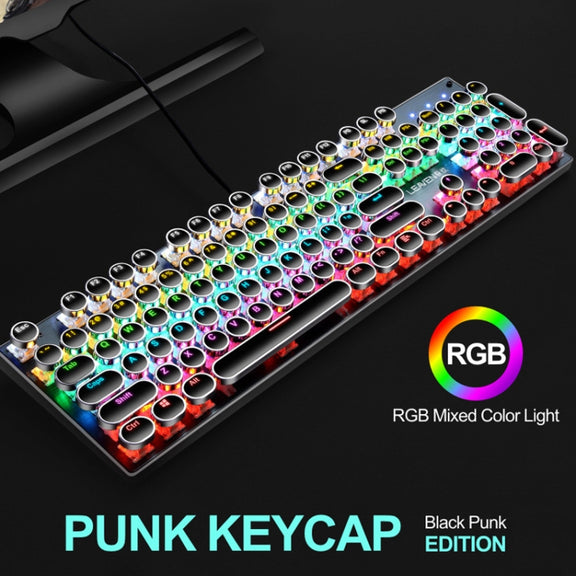 104 Keys Green Shaft RGB Luminous Keyboard Computer Game USB Wired Metal Mechanical Keyboard, Cabel Length:1.5m, Style: Double Imposition Version (Blue White)